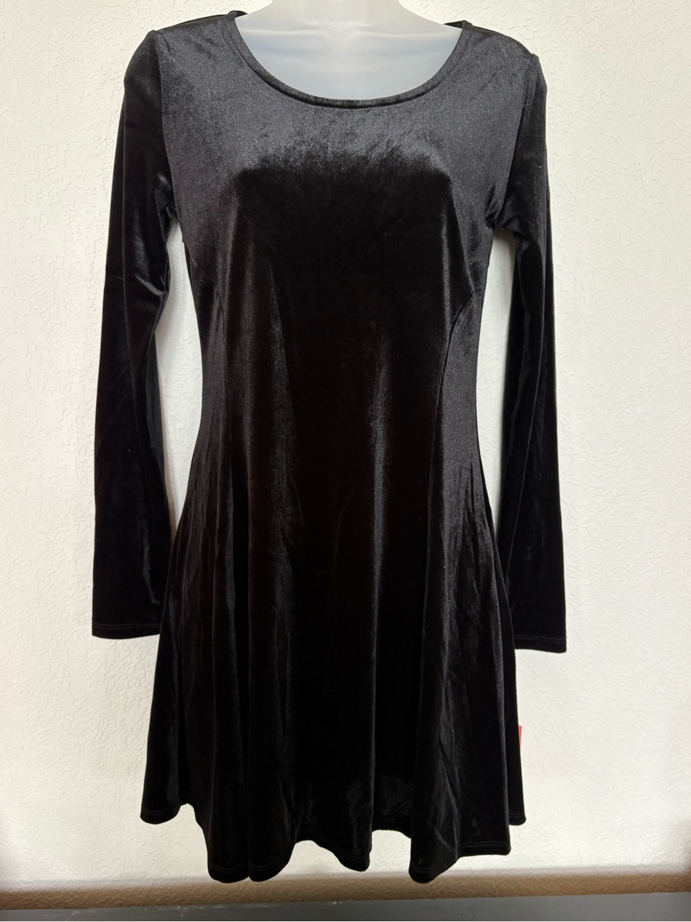 Mossimo Supply Co. Black Velvet Long-Sleeve Skater Dress